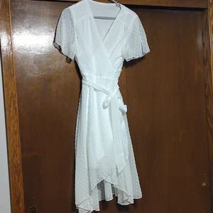 White wrap around dress